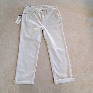 Santana Jeans Cropped Cream Denim Women's Size 10 Capri Stretch Pants NWT